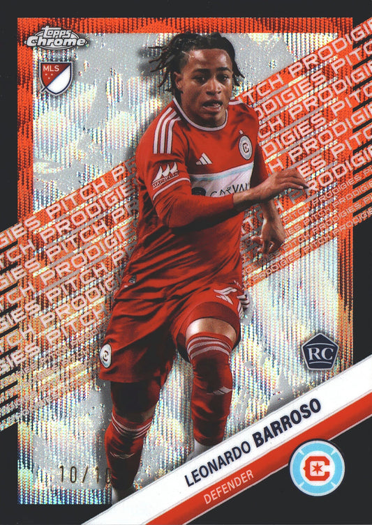 2025 Topps Chrome MLS Black /10 Pitch Prodigies Leonardo Barroso #182 Chicago Fire