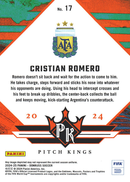 2024 Panini Donruss Pitch Kings Silver Cristian Romero #17 Argentina