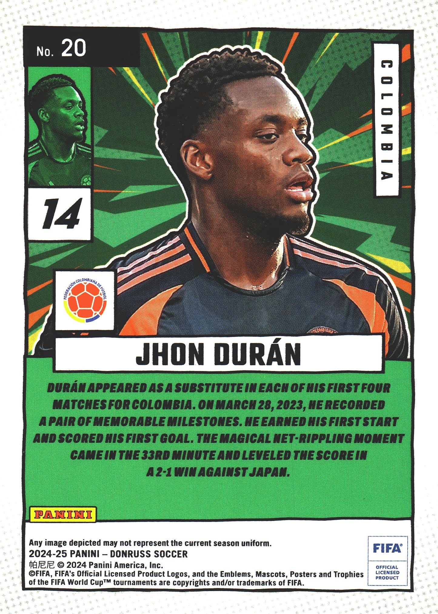2024 Panini Donruss Net Marvels Silver Jhon Duran #20 Colombia
