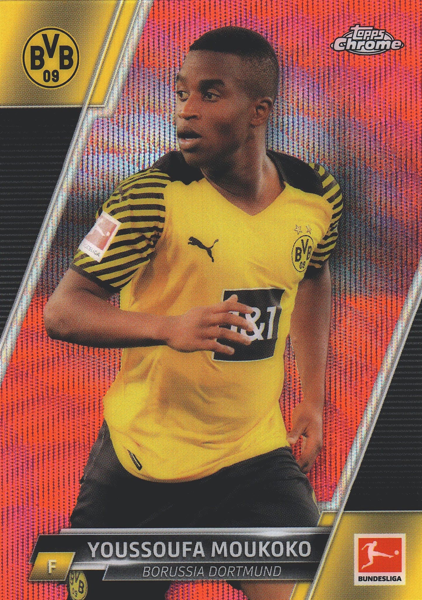2021 Topps Chrome Bundesliga Magenta Wave /399 Youssoufa Moukoko #28 Borussia Dortmund