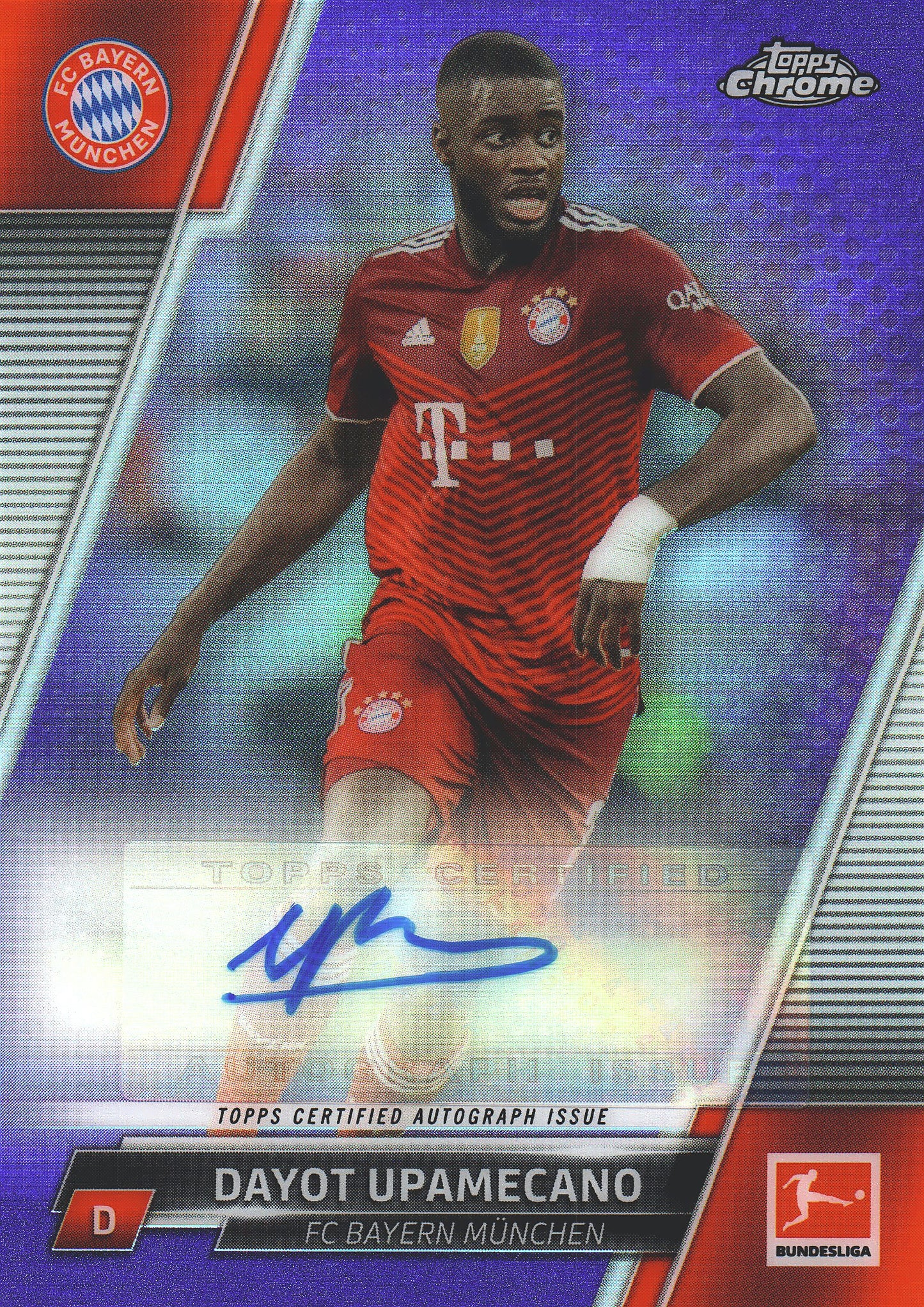 2021 Topps Chrome Bundesliga Purple Auto /199 Dayot Upamecano #BCA-DU FC Bayern Munich