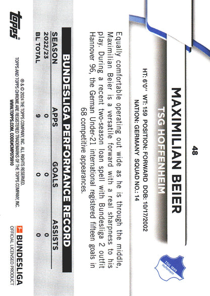 2023 Topps Bundesliga Jade Edition RC Maximilian Beier #48 TSG Hoffenheim