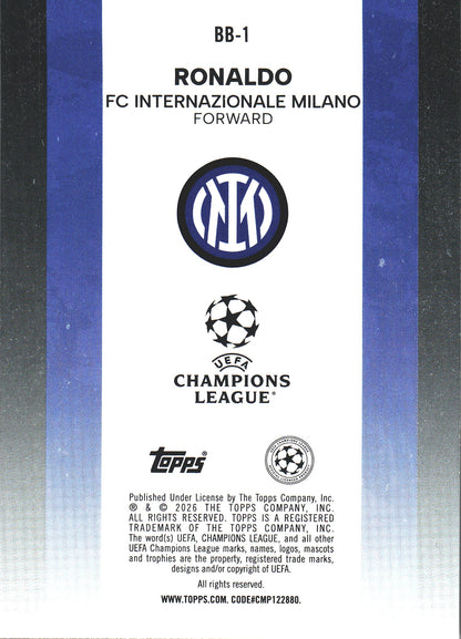 2025 Topps UCC Legendary Numbers Ronaldo #BB-1 Inter Milan