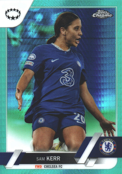 2022 Topps Chrome UCC Women's Aqua Prism Sam Kerr #20 Chelsea F.C