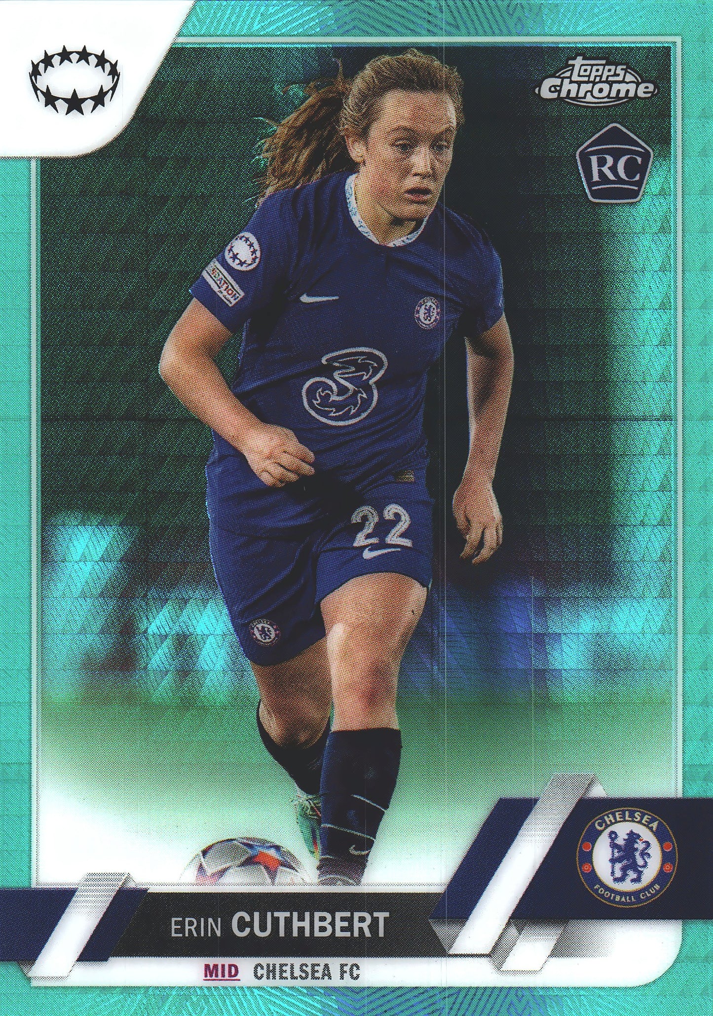 2022 Topps Chrome UCC Women's Aqua Prism Erin Cuthbert #35 Chelsea F.C
