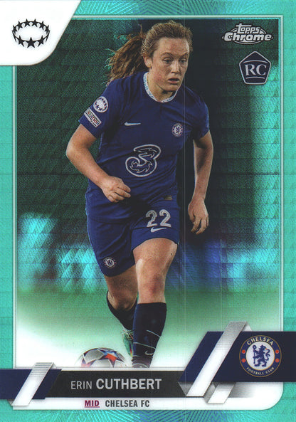 2022 Topps Chrome UCC Women's Aqua Prism Erin Cuthbert #35 Chelsea F.C