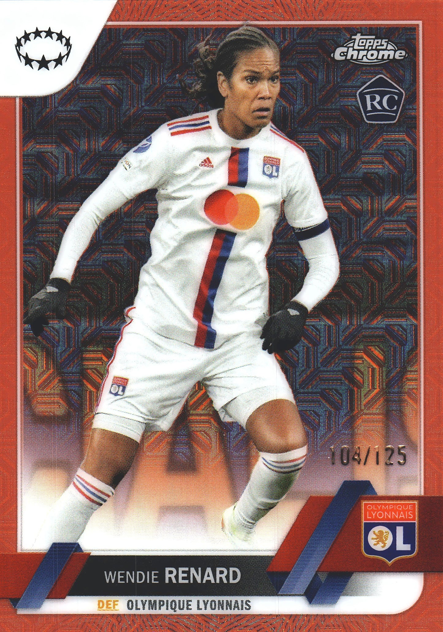 2022 Topps Chrome UCC Women's Rose Gold Mojo /125 Wendie Renard RC #91 Olympique Lyonnais