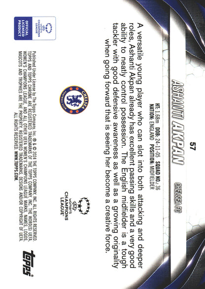 2023 Topps Chrome UCC Women's Ashanti Akpan #57 Chelsea F.C