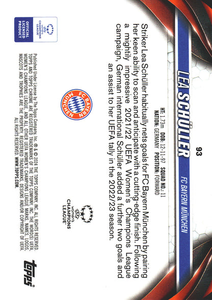 2023 Topps Chrome UCC Women's Lea Schuller #93 FC Bayern Munich