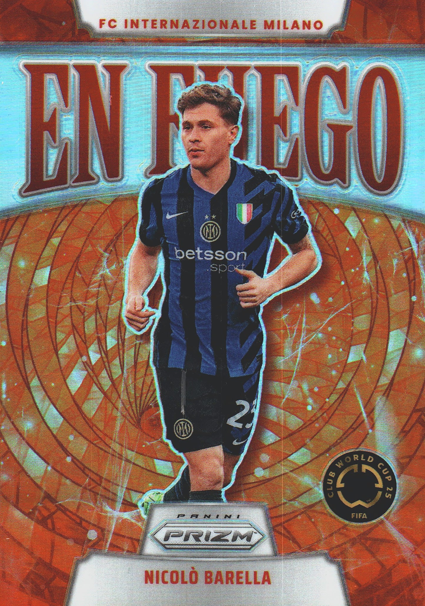 2025 Panini Prizm Club World Cup En Fuego Silver Nicolo Barella #11 Inter Milan