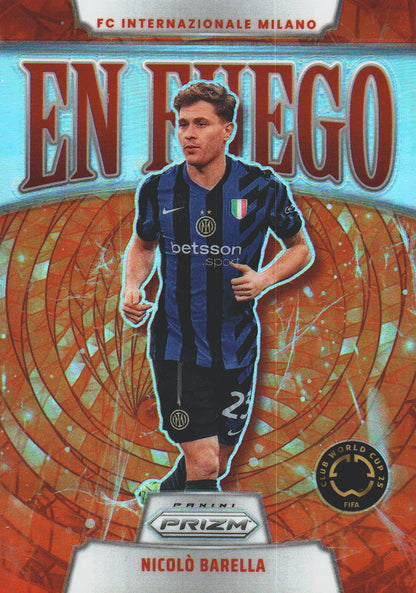2025 Panini Prizm Club World Cup En Fuego Silver Nicolo Barella #11 Inter Milan