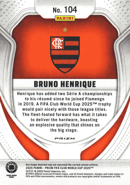 2025 Panini Prizm Club World Cup Seismic Bruno Henrique #104 CR Flamengo