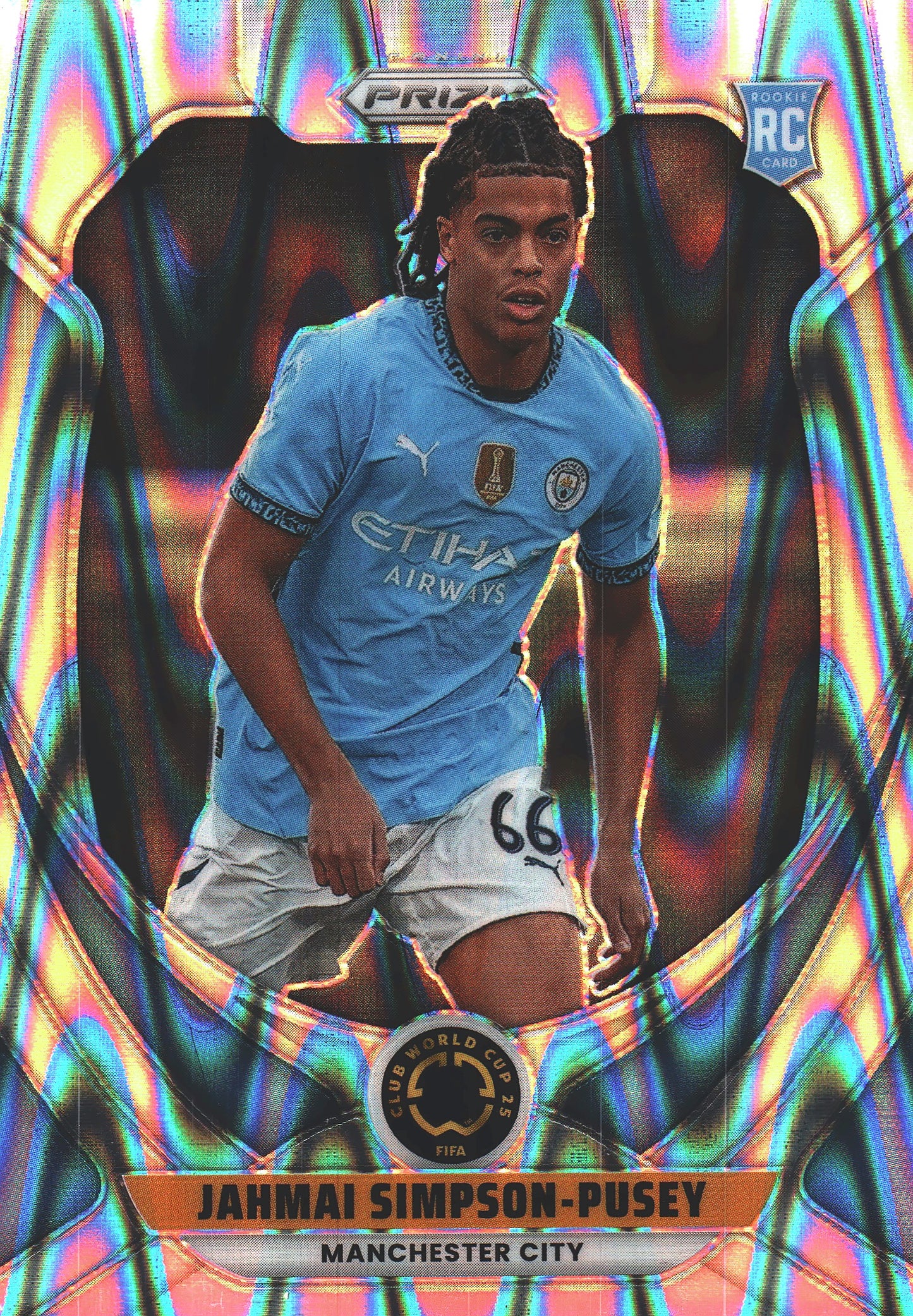 2025 Panini Prizm Club World Cup Seismic Jahmai Simpson-Pusey #137 Manchester City