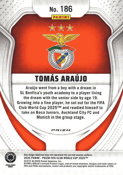 2025 Panini Prizm Club World Cup Seismic Tomas Araujo #186 Benfica