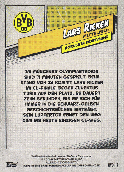2023 Topps Dortmund Fan Set Heroes Electro Lars Ricken #BVBH-4 Borussia Dortmund