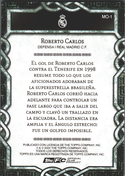 2024 Topps Real Madrid Fan Set Monolith Electro Roberto Carlos #MO-1 Real Madrid CF