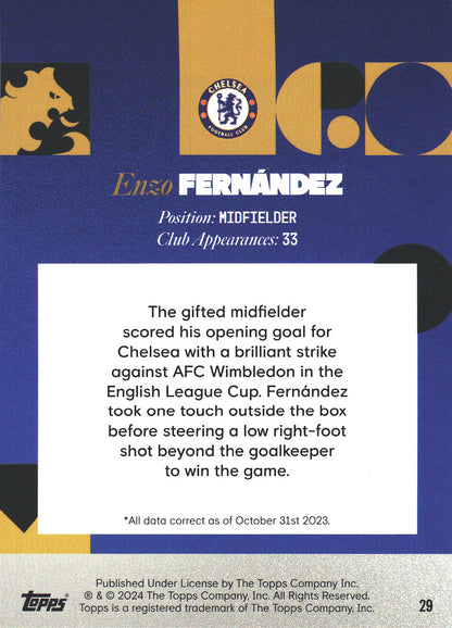 2023 Topps Chelsea Team Set Icy Enzo Fernandez KR #29 Chelsea FC