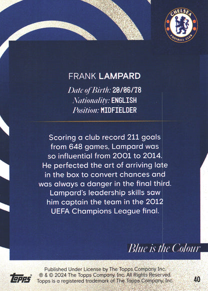 2023 Topps Chelsea Team Set Icy Frank Lampard BITC #40 Chelsea FC