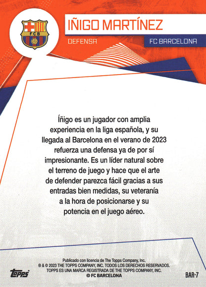 2023 Topps FC Barcelona Fan Set Inigo Martinez #BAR-7 FC Barcelona