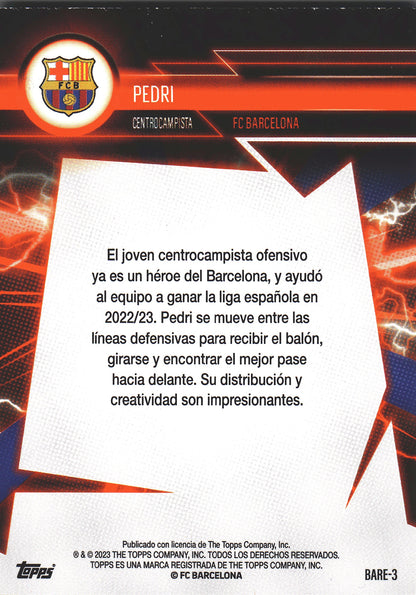 2023 Topps FC Barcelona Fan Set Super Electric Pedri #BARE-3 FC Barcelona