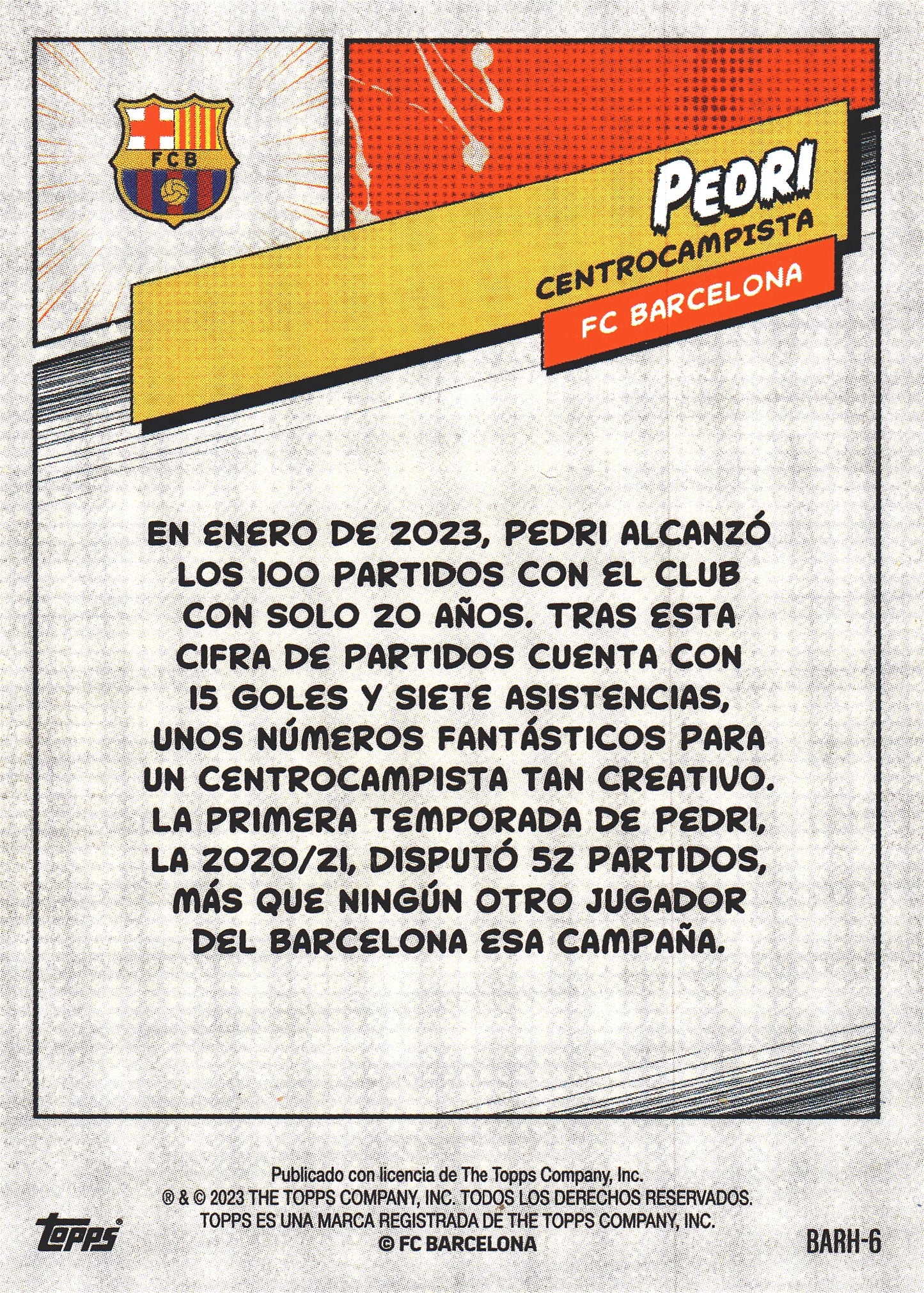 2023 Topps FC Barcelona Fan Set Heroes Pedri #BARH-6 FC Barcelona
