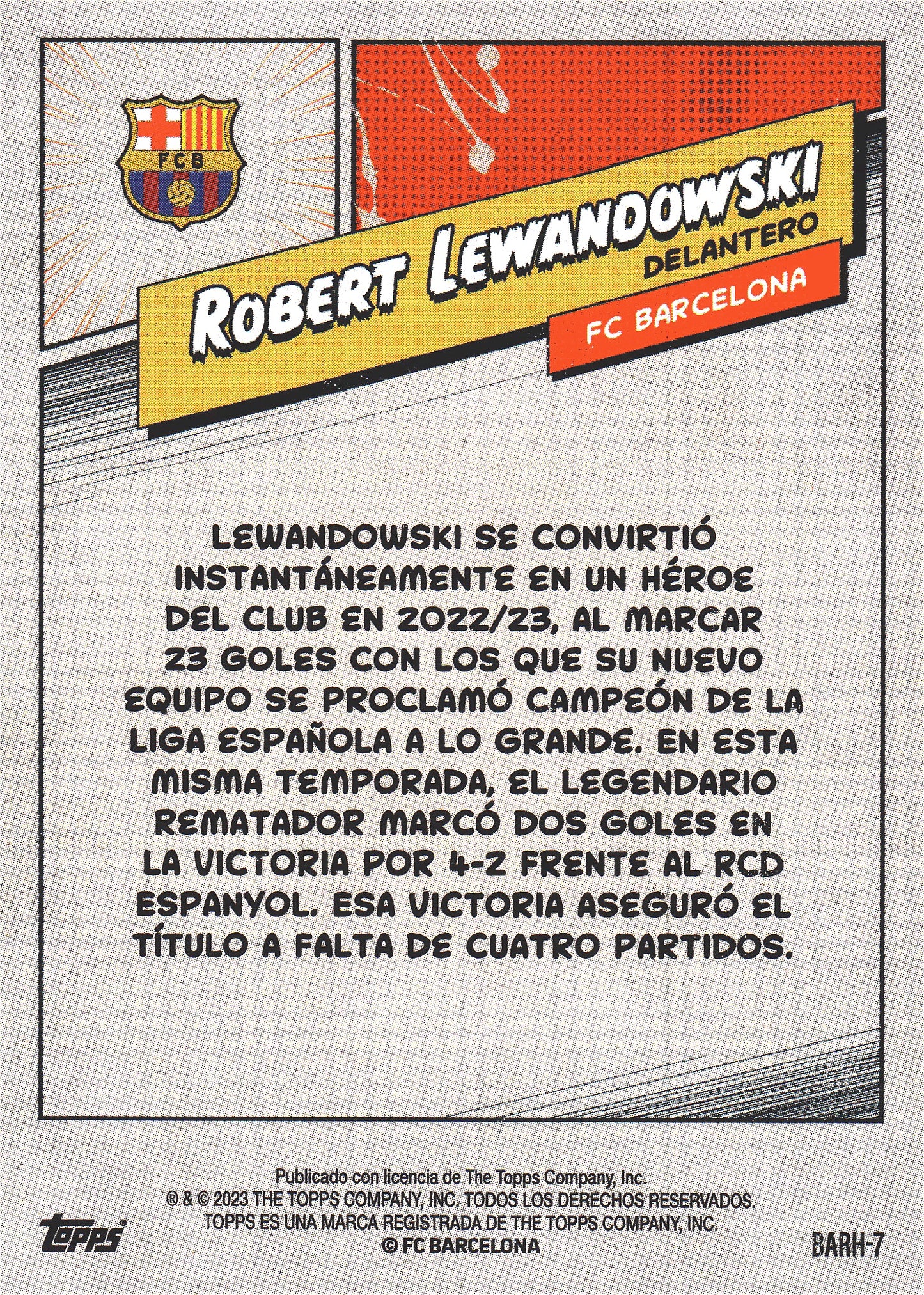 2023 Topps FC Barcelona Fan Set Heroes Robert Lewandowski #BARH-7 FC Barcelona