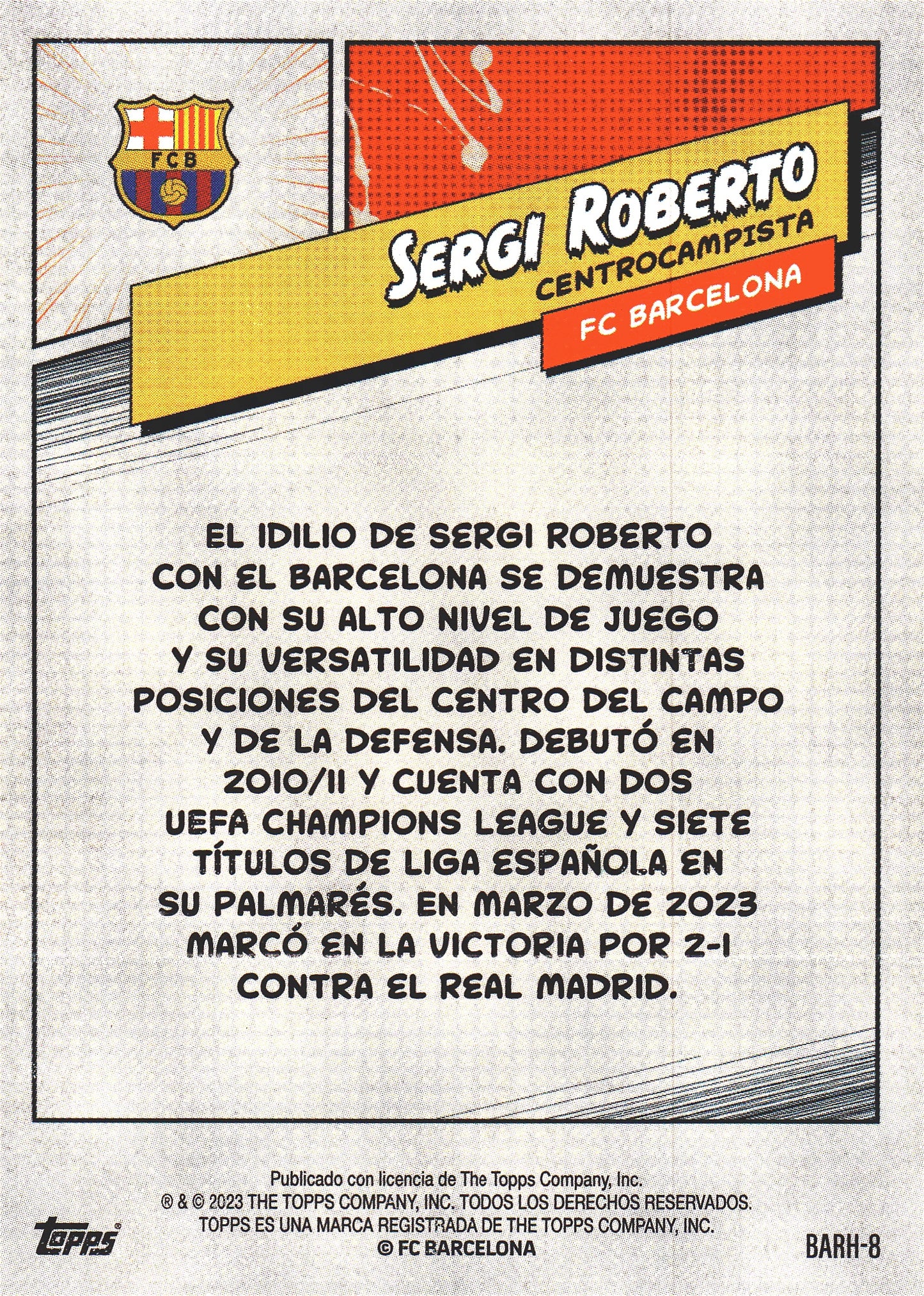 2023 Topps FC Barcelona Fan Set Heroes Sergi Roberto #BARH-8 FC Barcelona