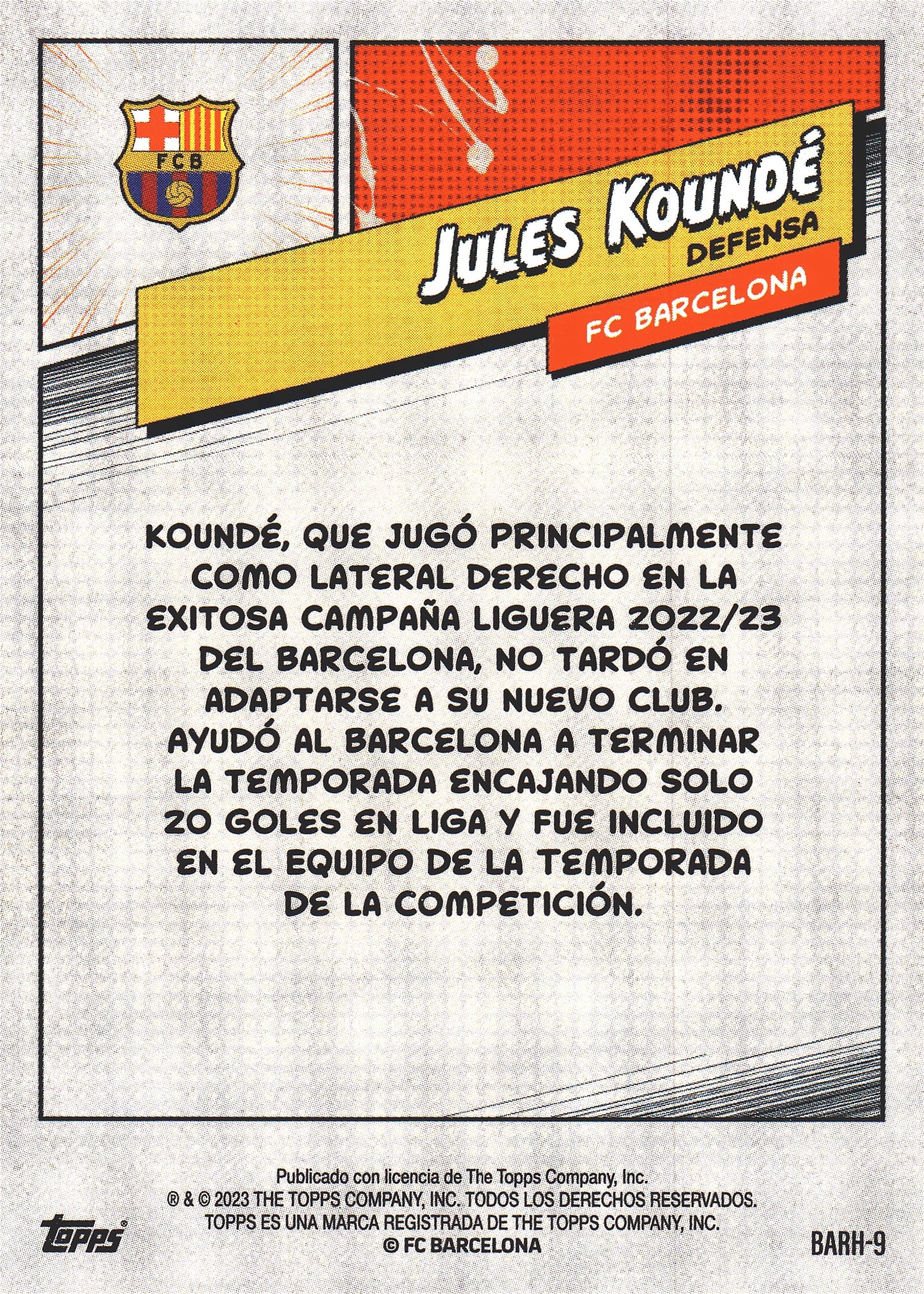 2023 Topps FC Barcelona Fan Set Heroes Jules Kounde #BARH-9 FC Barcelona
