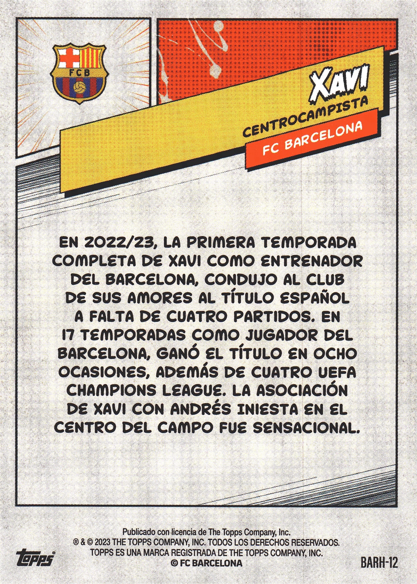 2023 Topps FC Barcelona Fan Set Heroes Xavi #BARH-12 FC Barcelona