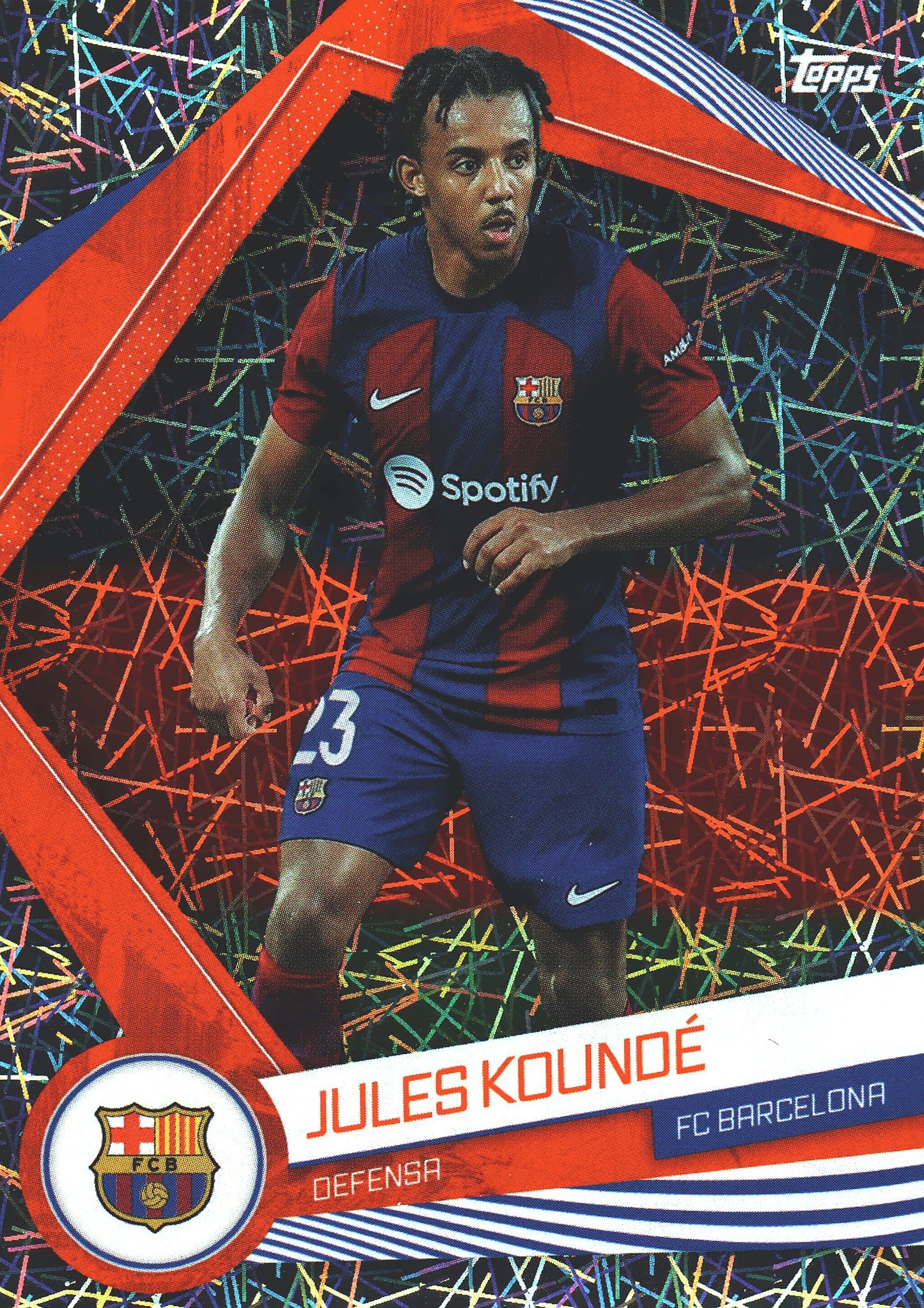 2023 Topps FC Barcelona Fan Set Electric Jules Kounde #BAR-4 FC Barcelona
