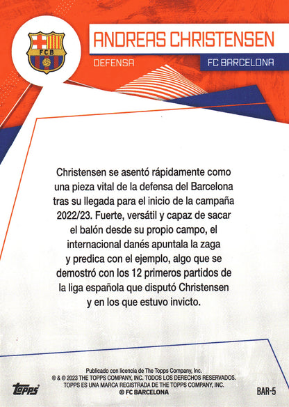 2023 Topps FC Barcelona Fan Set Electric Andreas Christensen #BAR-5 FC Barcelona