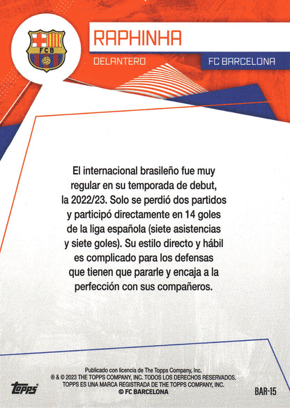2023 Topps FC Barcelona Fan Set Electric Raphinha #BAR-15 FC Barcelona