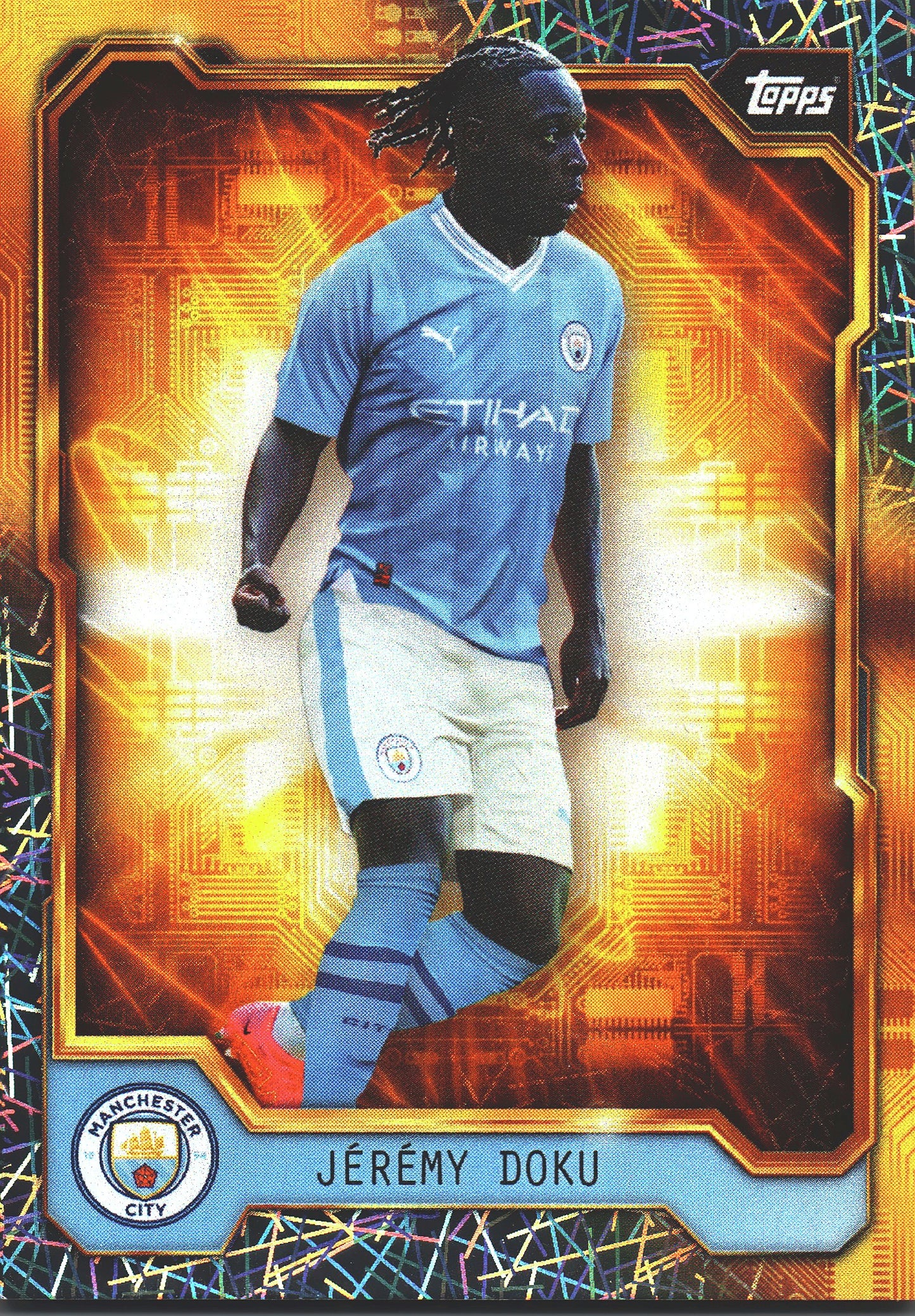 2023 Topps FC Man City Fan Set Golden Electric Jeremy Doku #MANG-1 Manchester City