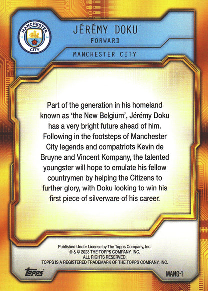 2023 Topps FC Man City Fan Set Golden Electric Jeremy Doku #MANG-1 Manchester City