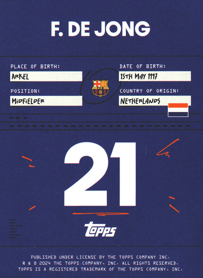2023 Topps Focus Fireworks Foil Frenkie De Jong #11 FC Barcelona