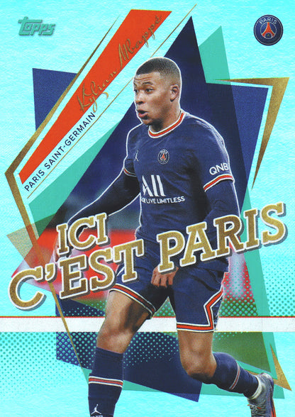 2021 Topps PSG Team Set Kylian Mbappe aqua /75 #43 Paris Saint-Germain