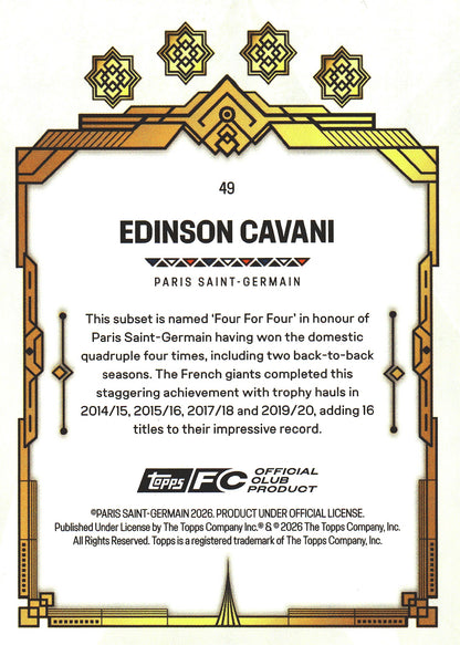 2025 Topps PSG Team Set Static Edinson Cavani FFF #49 Paris Saint-Germain