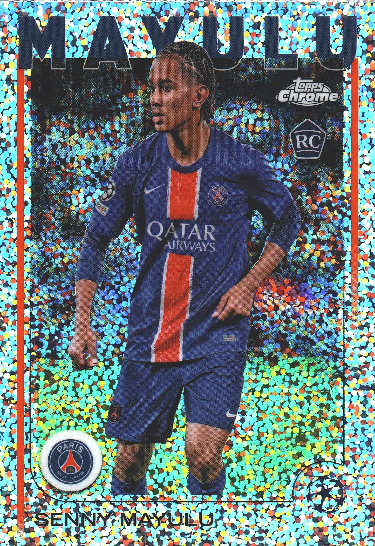 2024 Topps Chrome UCC Speckle Senny Mayulu RC #173 Paris Saint-Germain