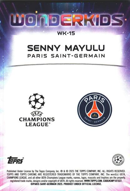 2024 Topps Chrome UCC Wonderkids Senny Mayulu #WK-15 Paris Saint-Germain