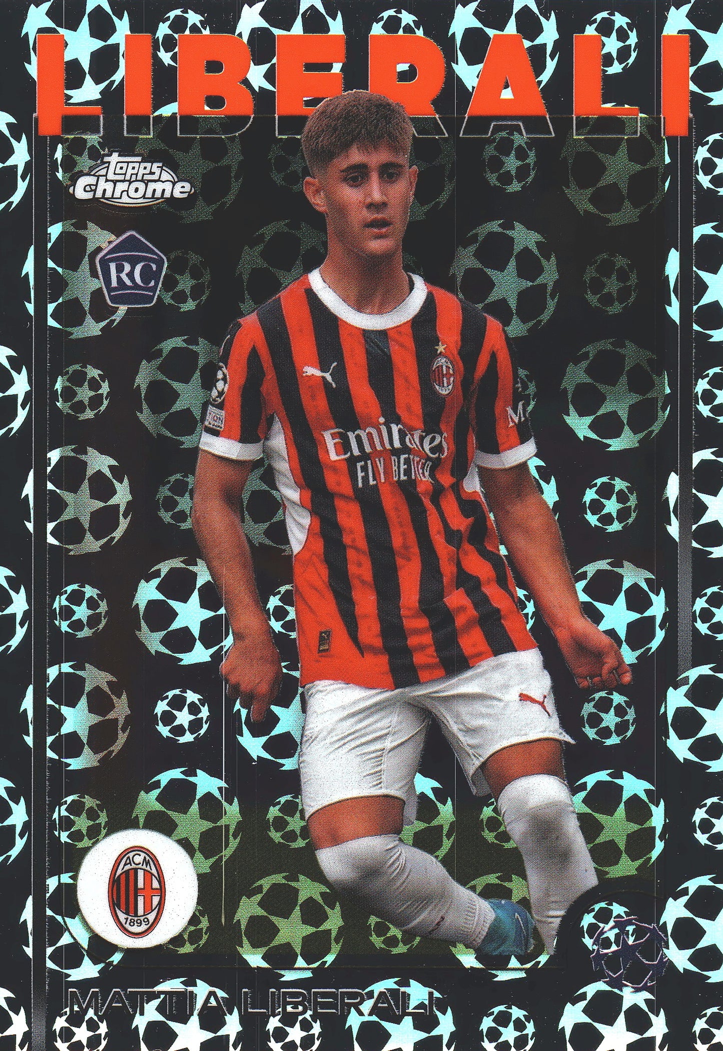2024 Topps Chrome UCC Logofractor Mattia Liberali RC #82 A.C. Milan