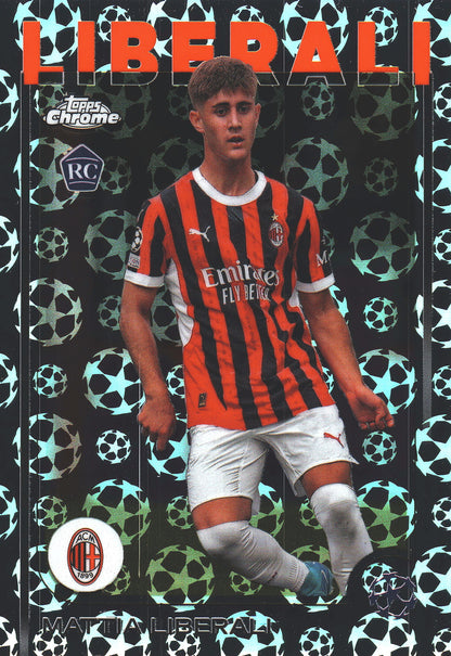 2024 Topps Chrome UCC Logofractor Mattia Liberali RC #82 A.C. Milan