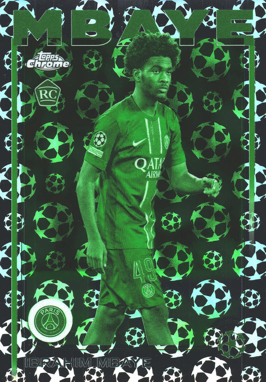 2024 Topps Chrome UCC Logofractor Night Vision Ibrahim Mbaye RC #15 PSG