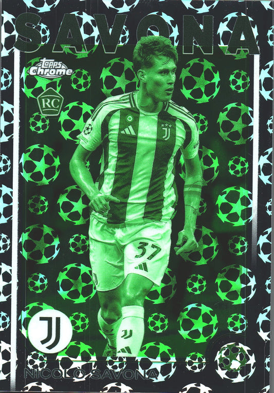 2024 Topps Chrome UCC Logofractor Night Vision Nicolo Savona RC #46 Juventus