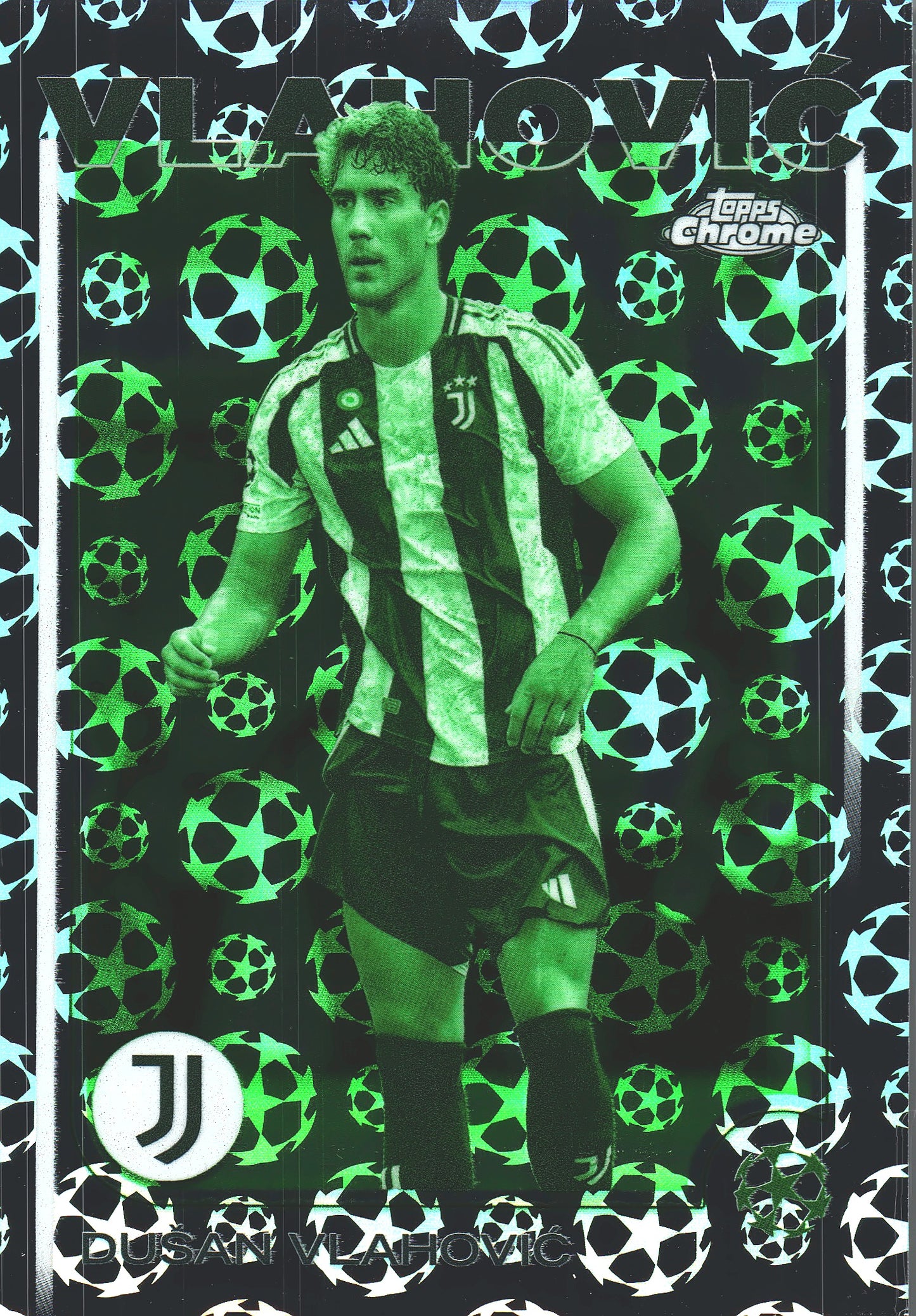 2024 Topps Chrome UCC Logofractor Night Vision Dusan Vlahovic #176 Juventus
