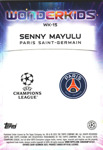 2024 Topps Chrome UCC Logofractor Wonderkids Senny Mayulu #WK-15 Paris Saint-Germain