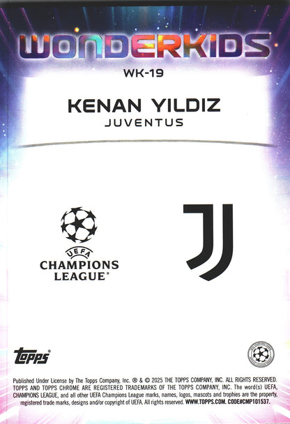 2024 Topps Chrome UCC Logofractor Wonderkids Kenan Yildiz #WK-19 Juventus