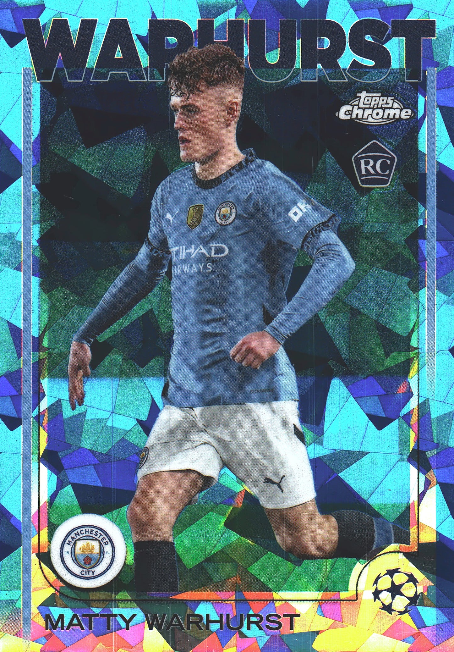2024 Topps Chrome Sapphire UCC Matty Warhurst RC #92 Manchester City