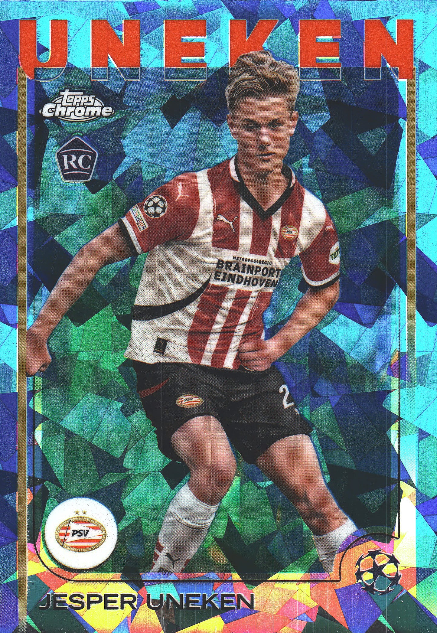 2024 Topps Chrome Sapphire UCC Jesper Uneken RC #97 PSV Eindhoven