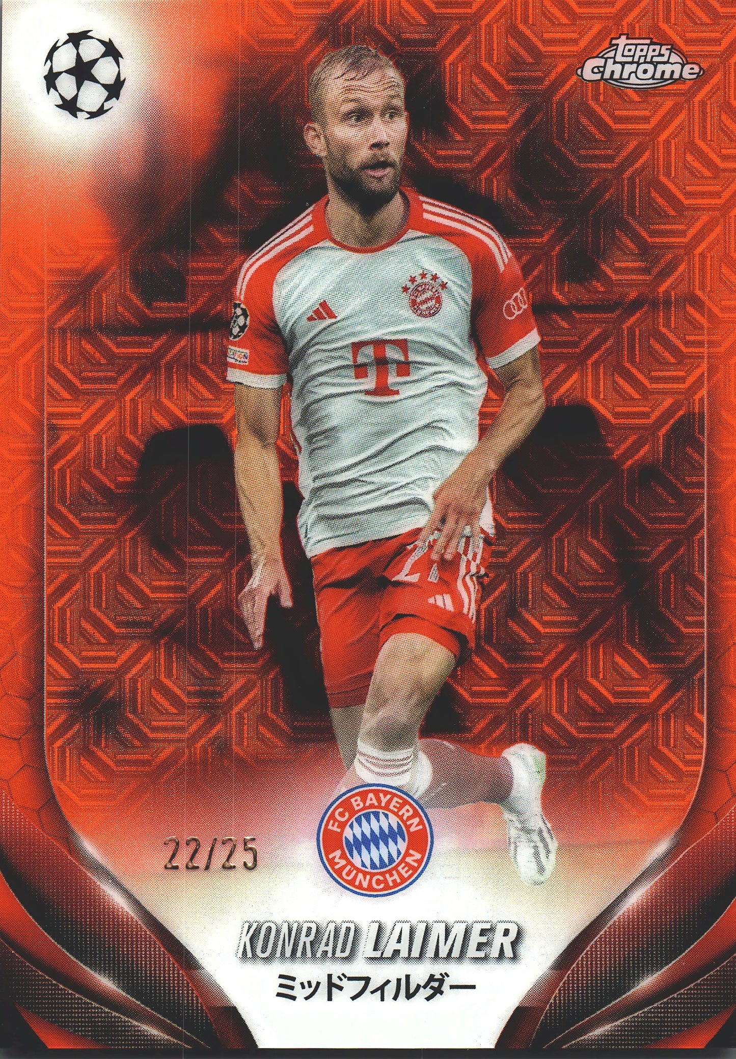 2023 Topps Chrome UCC Orange Mojo /25 Konrad Laimer #35 FC Bayern Munchen