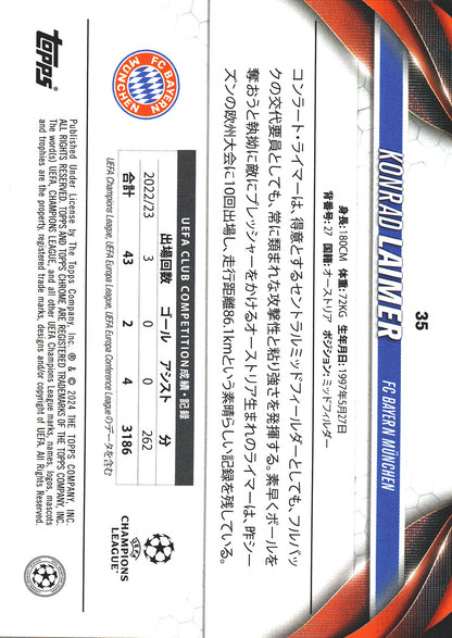2023 Topps Chrome UCC Orange Mojo /25 Konrad Laimer #35 FC Bayern Munchen